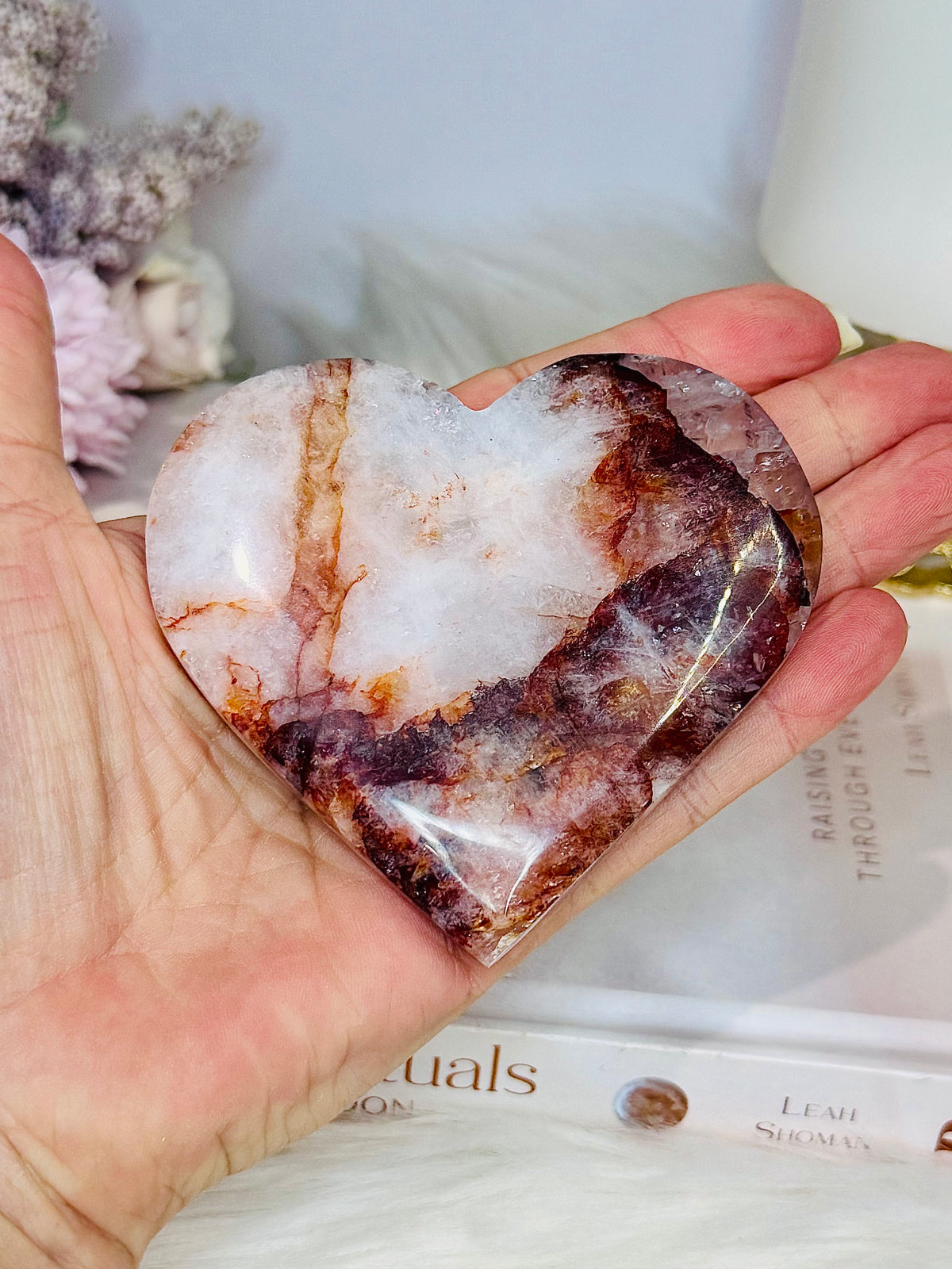 Fire Quartz Heart on Stand 8.5cm