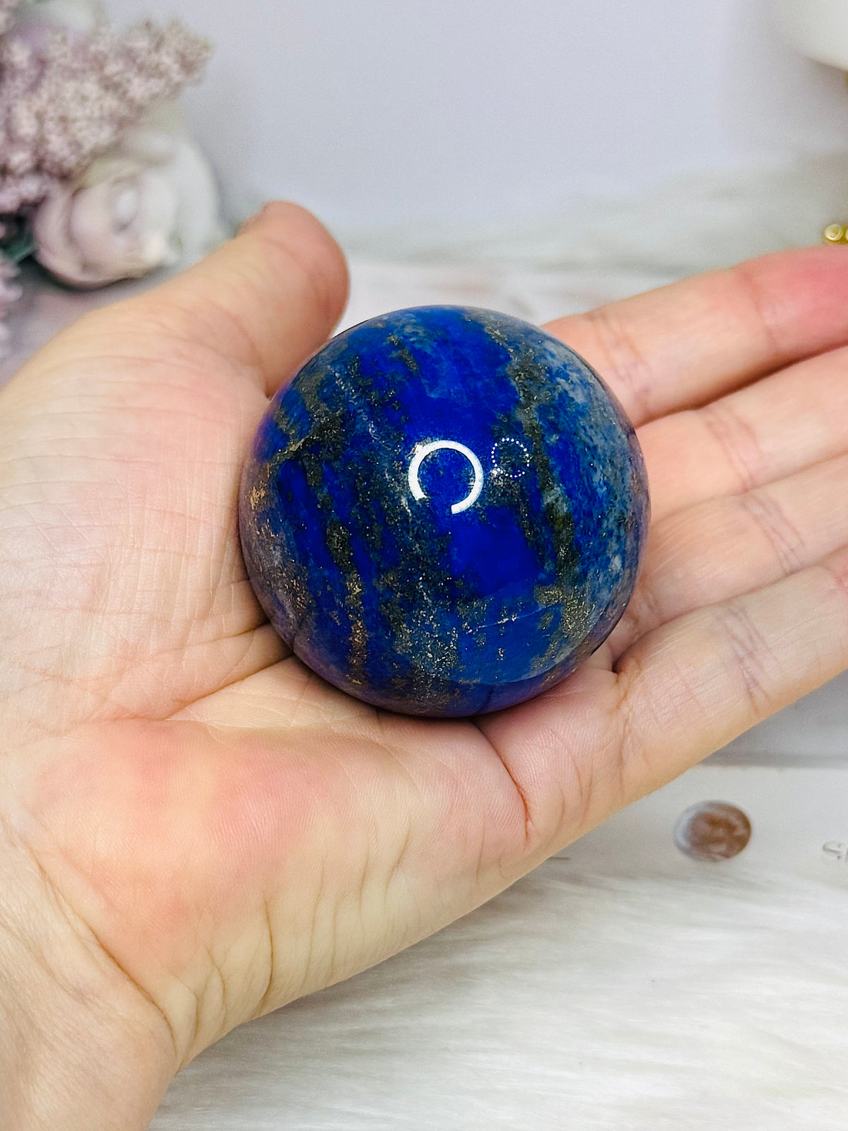 High Grade Lapis Lazuli Sphere on Stand 198g