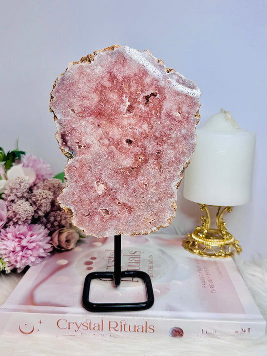 Pink Amethyst Druzy Slab from Brazil ~ Polished Both Sides 20cm