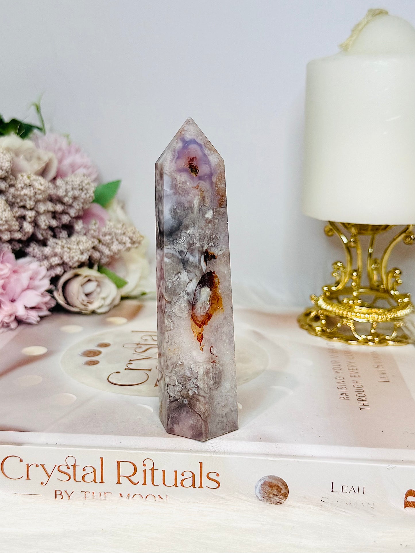 Flower Agate Druzy Tower 11.5cm