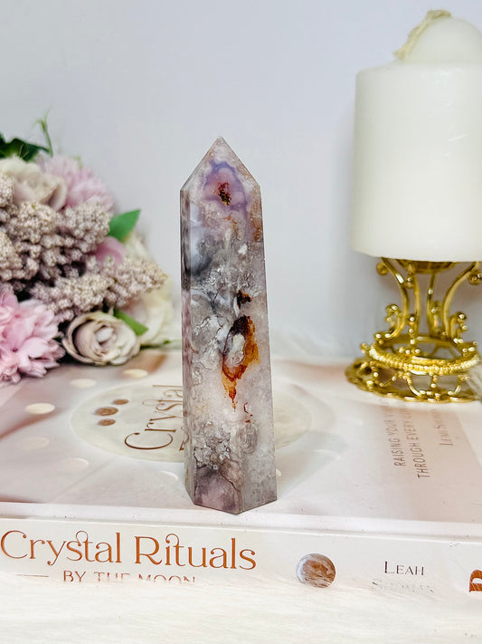 Flower Agate Druzy Tower 11.5cm
