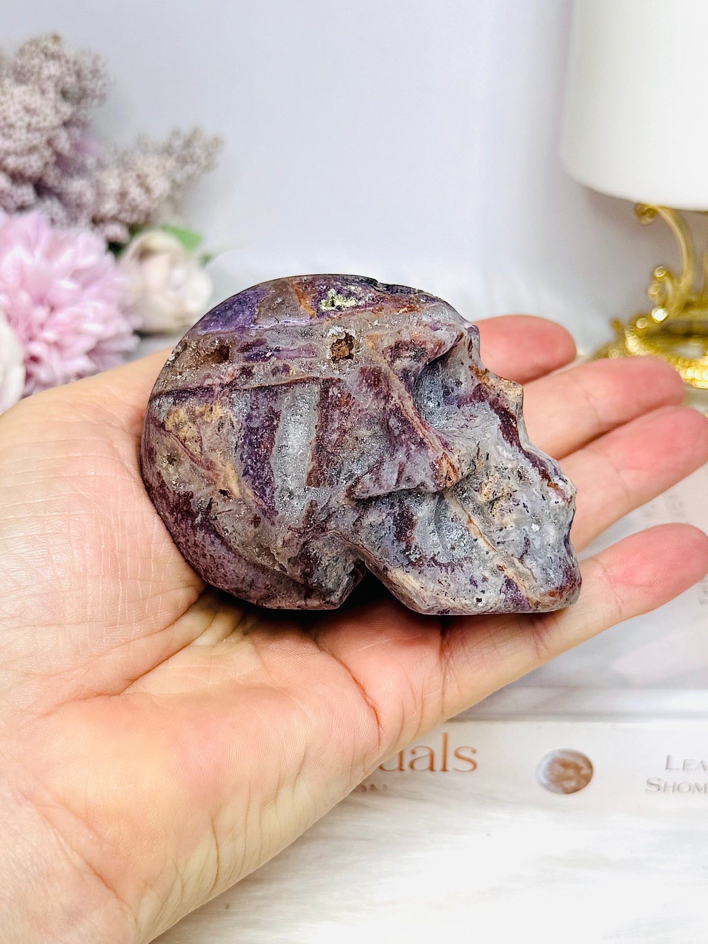 Root Fluorite Druzy Skull 7.5cm 294g