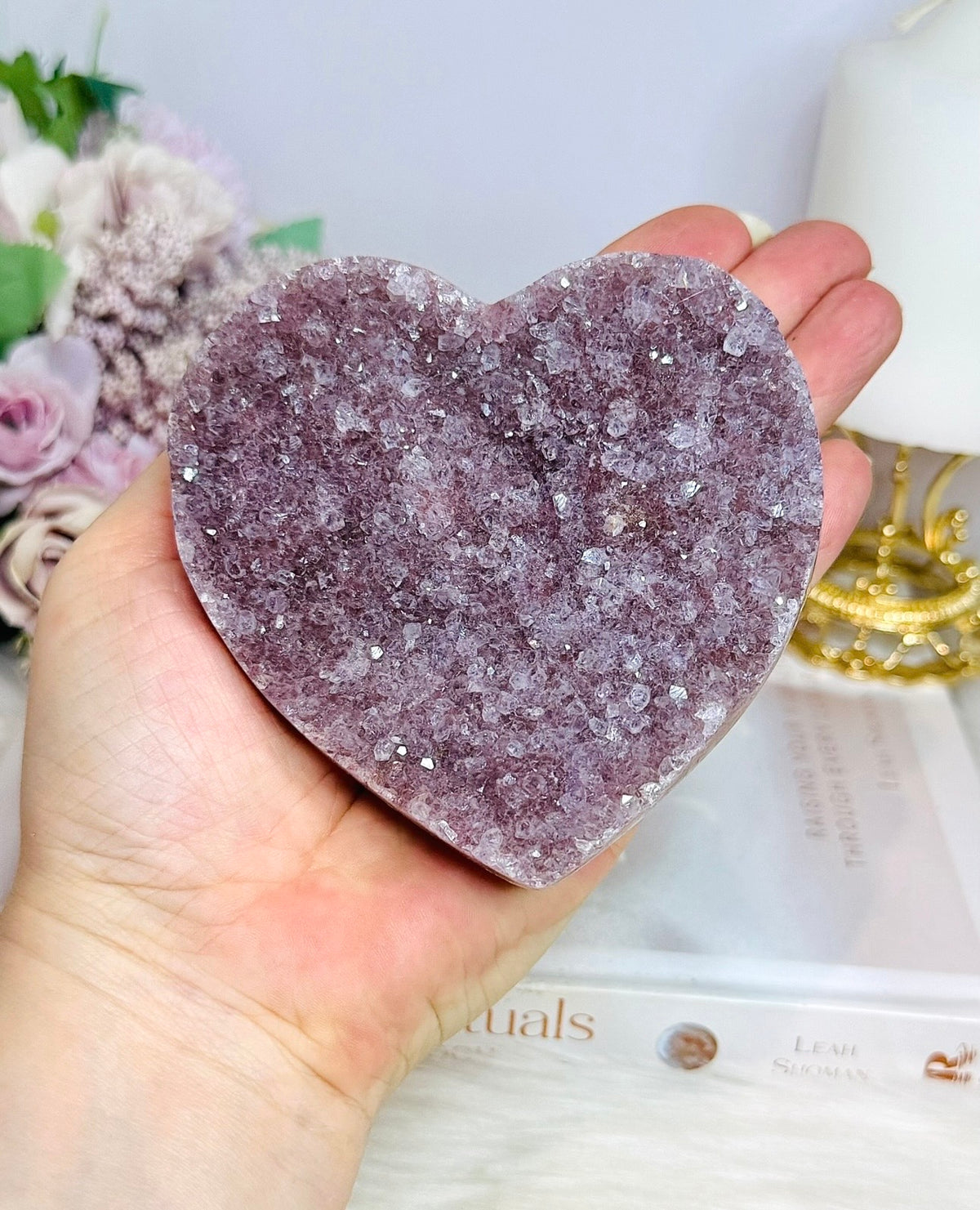 Amethyst Cluster Heart on Stand 438g