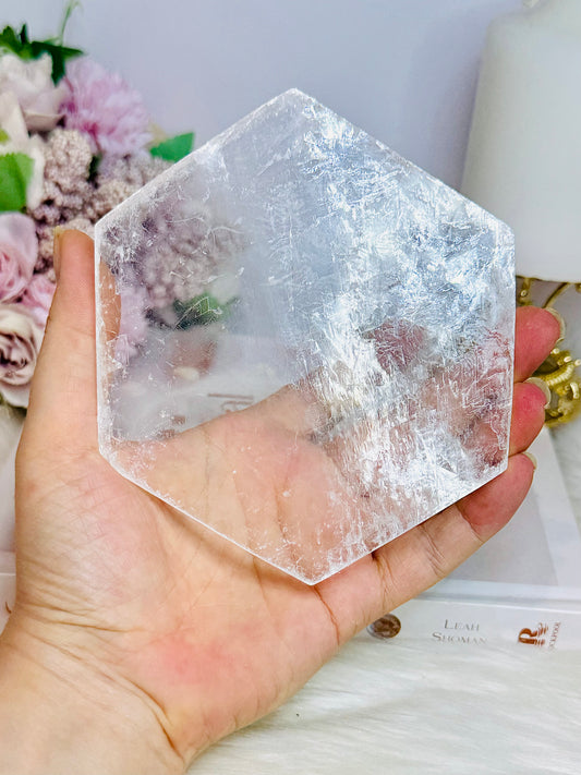 Natural Selenite Hexagon Charging Slab 12cm