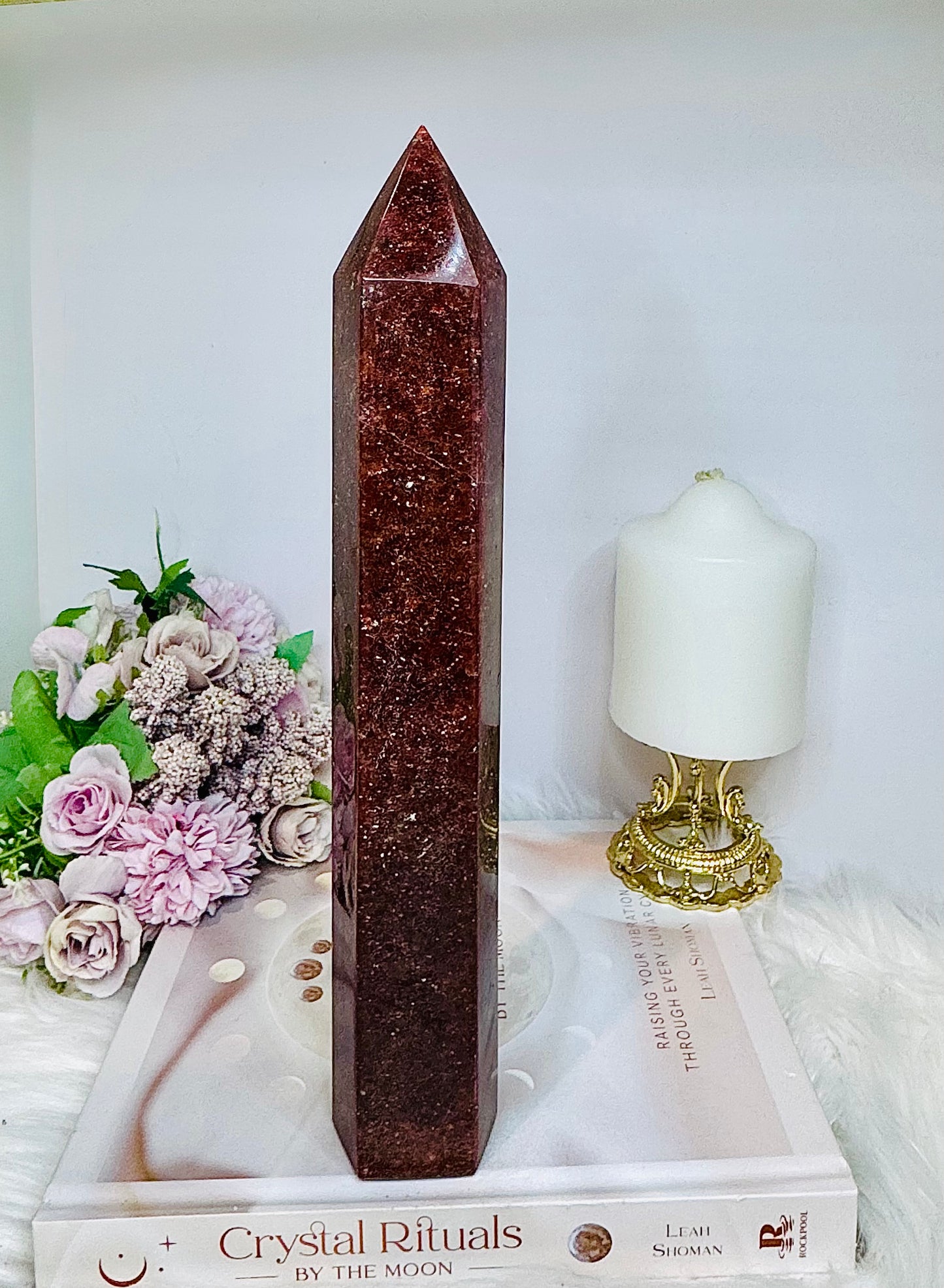 Large Strawberry Quartz Tower 27cm 886g