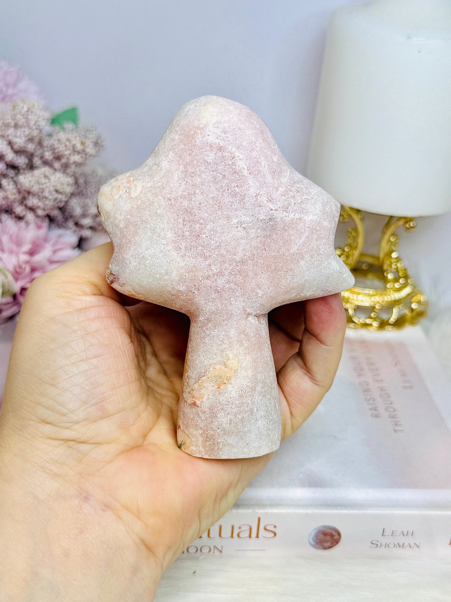 Pink Amethyst Carved Fairy Wand 10.5cm 248g