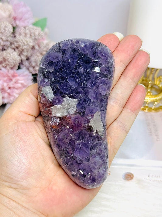 Amethyst Cluster with Calcite Natural Slab