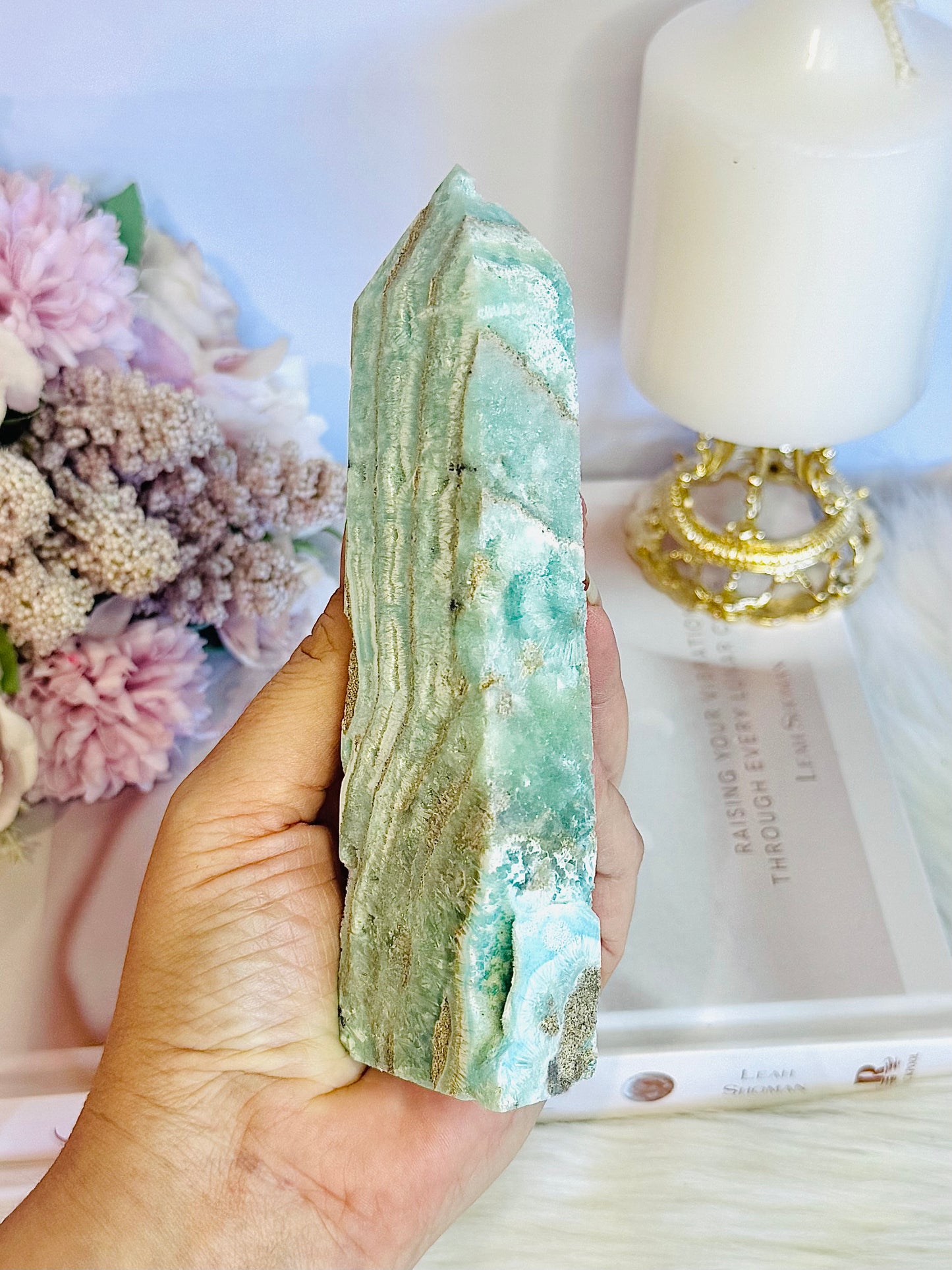 Natural Large 15cm Druzy Hemimorphite Tower