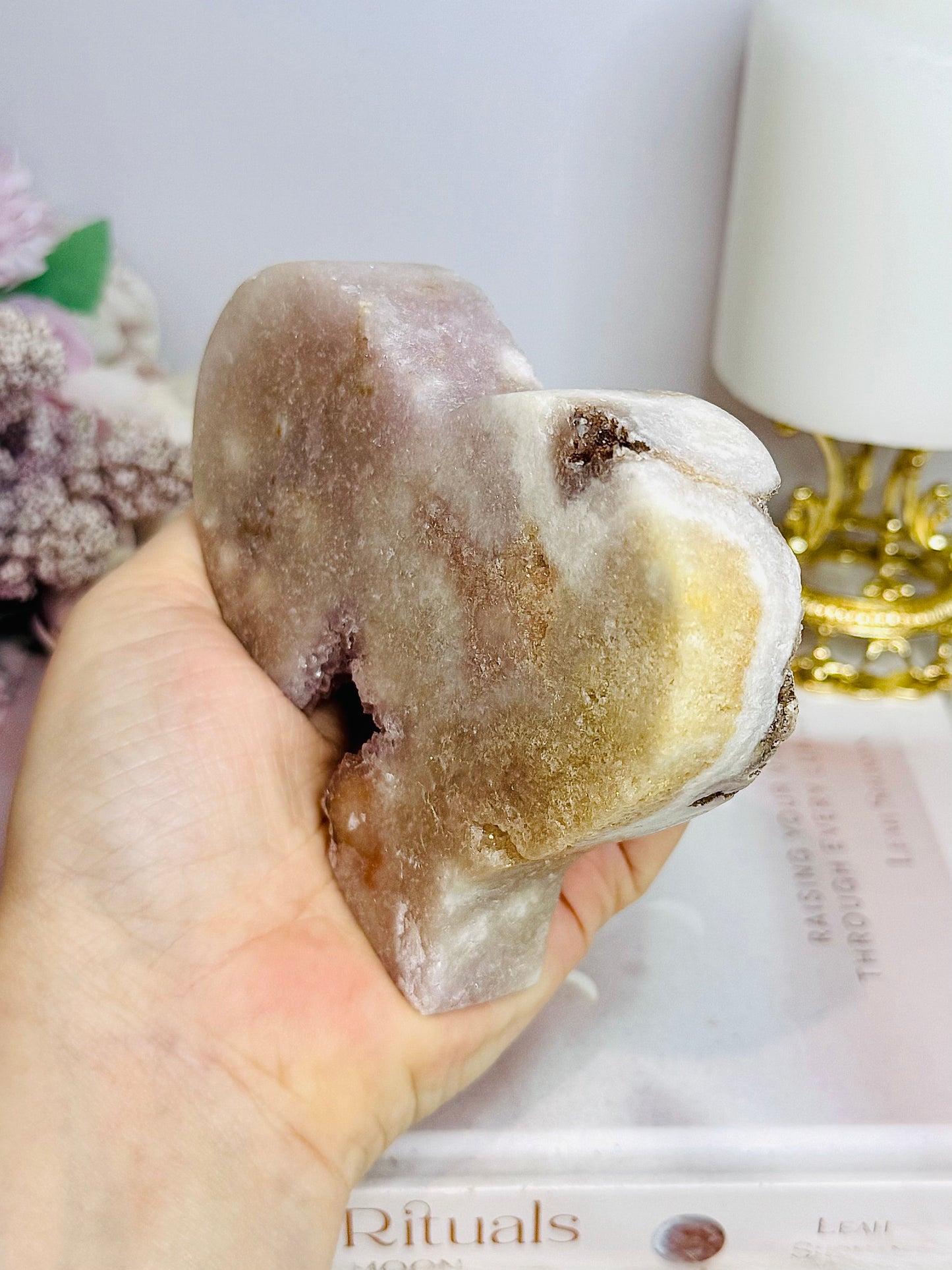 Pink Amethyst Druzy Carved Heart 374g