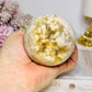 Large Pink Amethyst X Flower Agate Druzy Sphere on Stand 384g