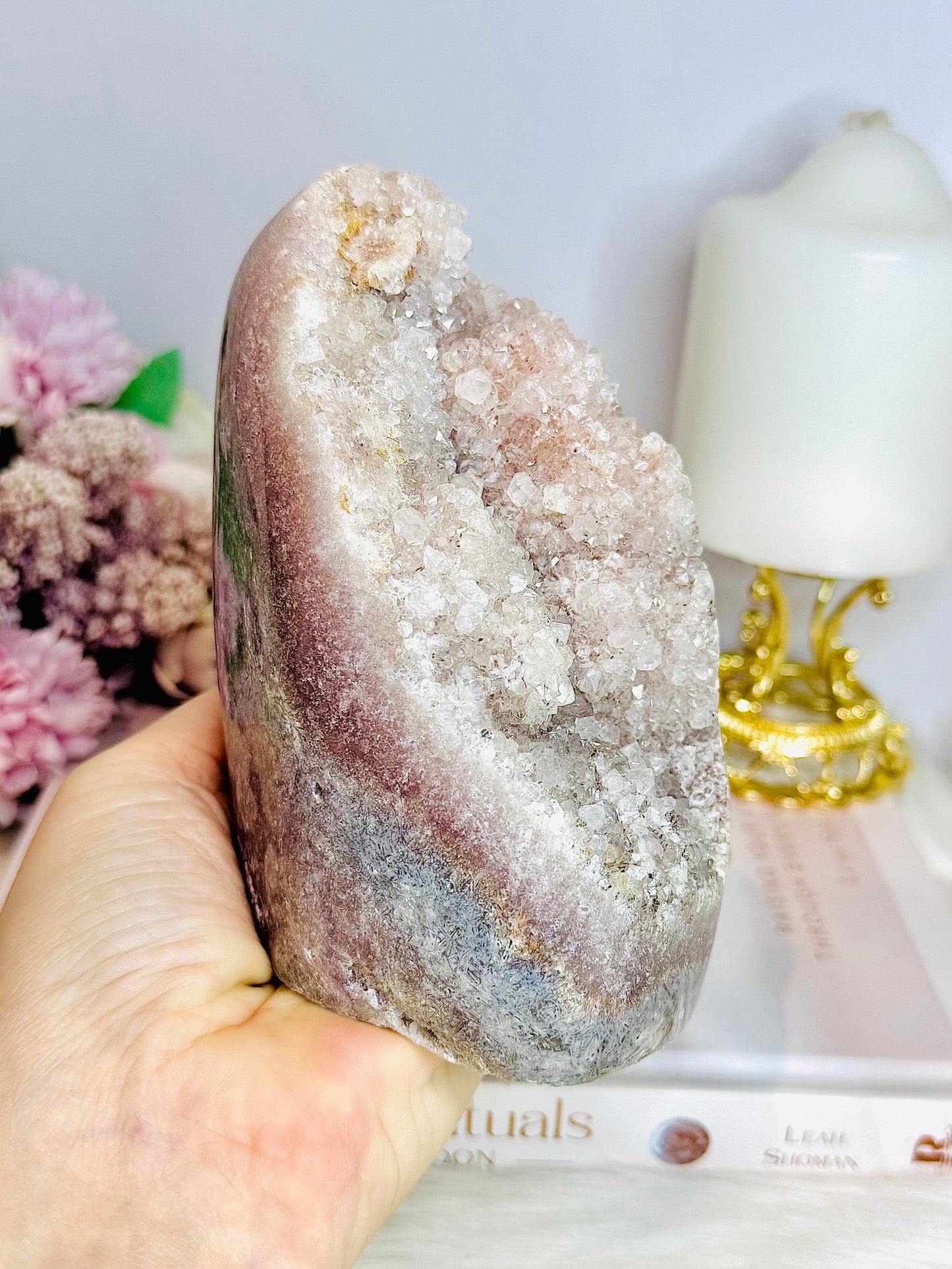 Pink Amethyst Natural Large Druzy Freeform From Brazil 1.02KG 14cm From Brazil