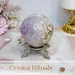 Flower Agate X Amethyst Sphere on Stand 280g