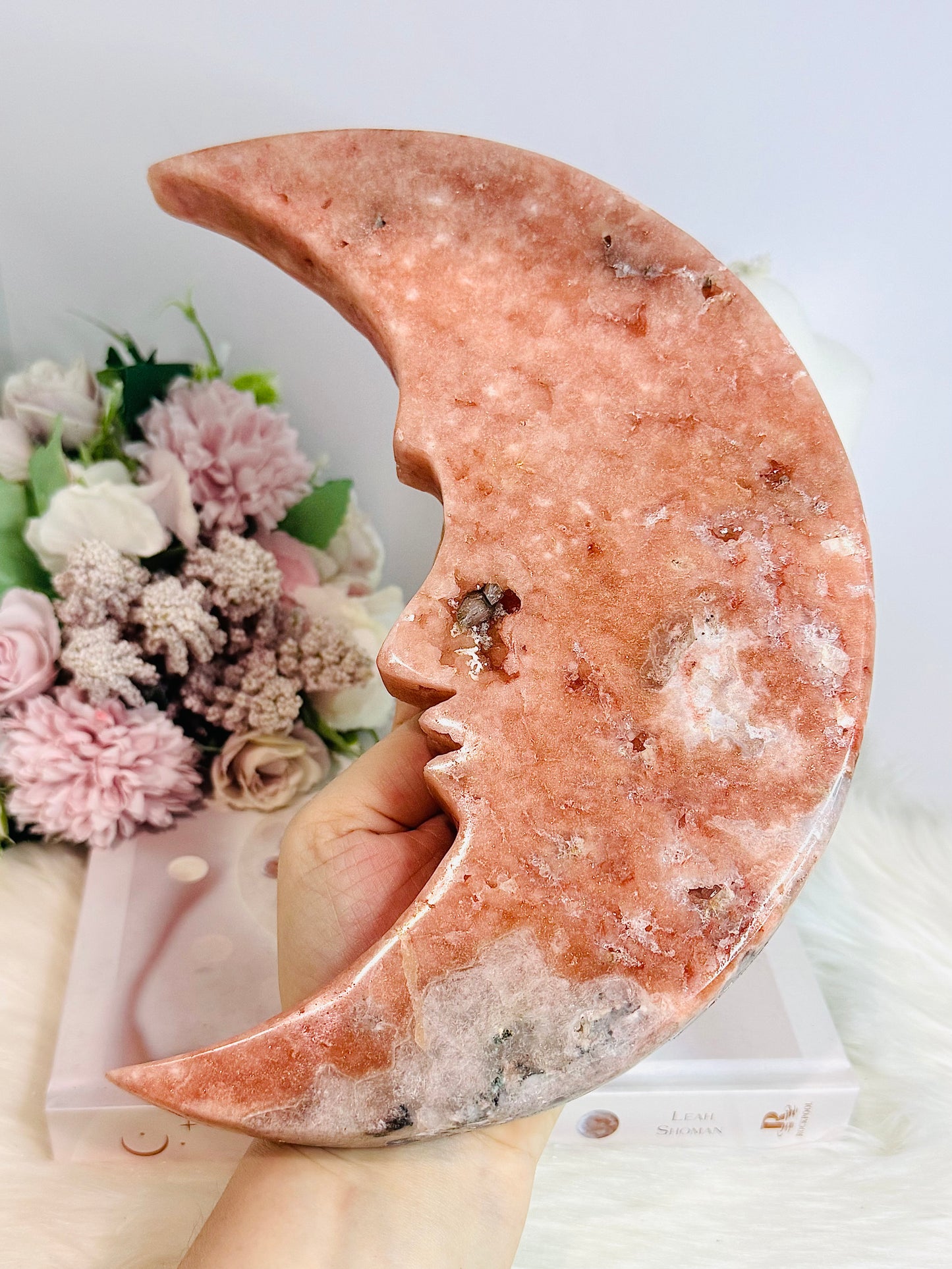 Huge Pink Amethyst Druzy Moon 21cm 1.06KG