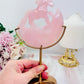 Gorgeous Rose Quartz Carved Rocking Horse On Gold Stand Tall 21cm