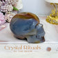 Blue Druzy Agate Carved Skull 9cm 316g