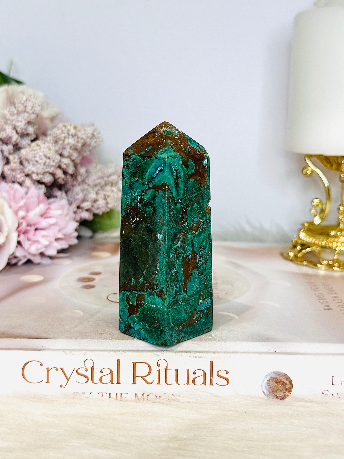 Natural Chunky Chrysocolla Tower 8.5cm