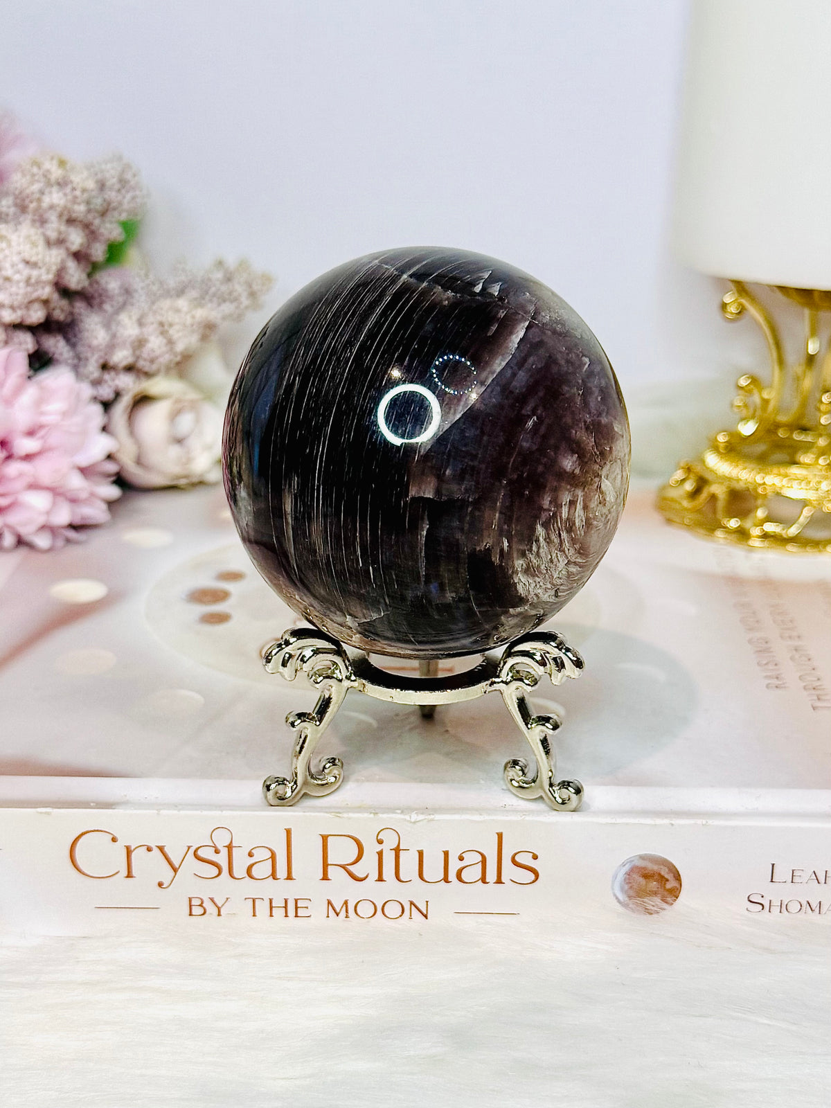 Large Purple Mica Flashy Sphere On Stand 393g