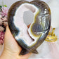 Agate Druzy Carved Heart Wings on Stand 20cm