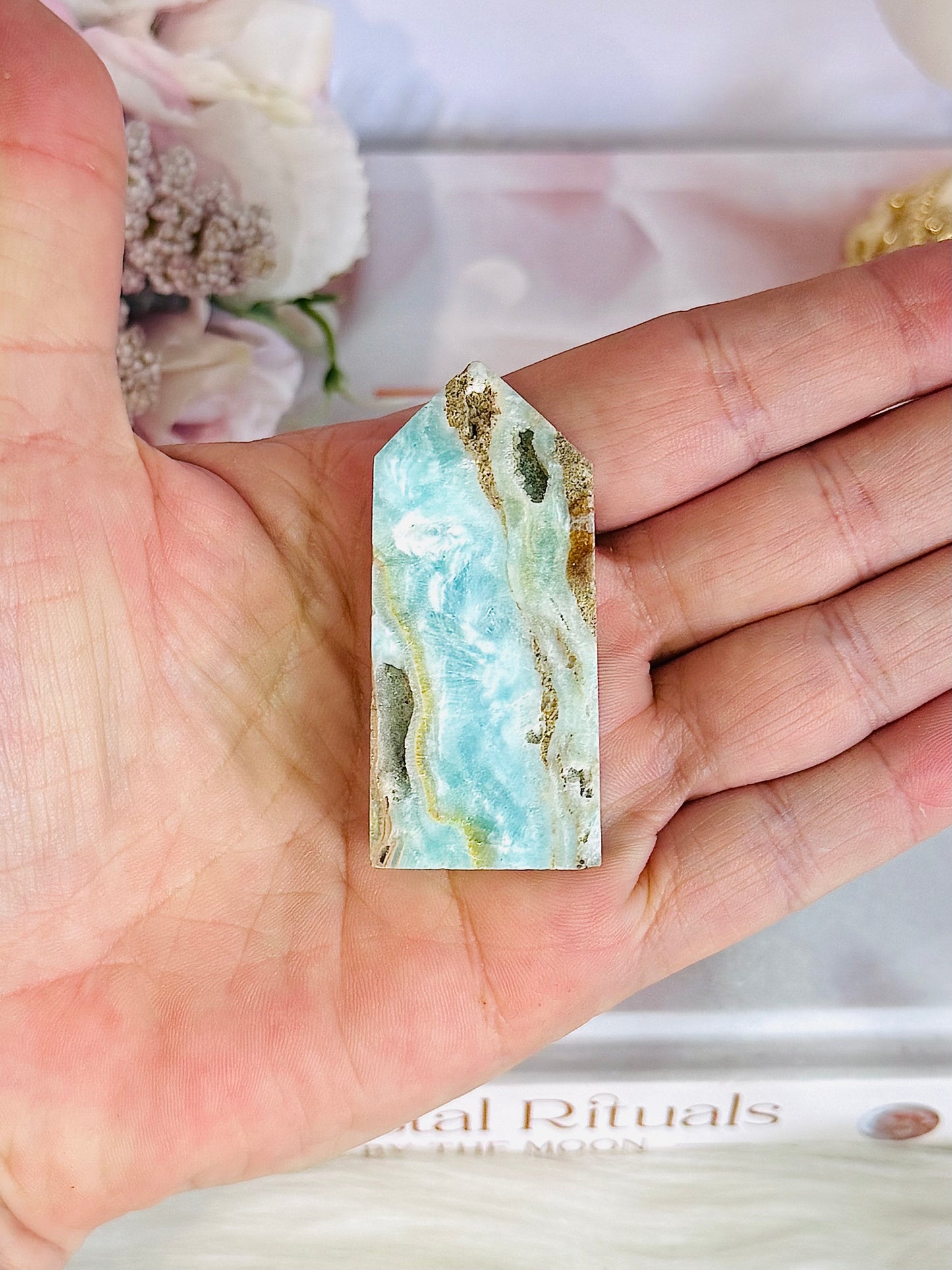 Natural 5.5cm Blue Hemimorphite Druzy Tower