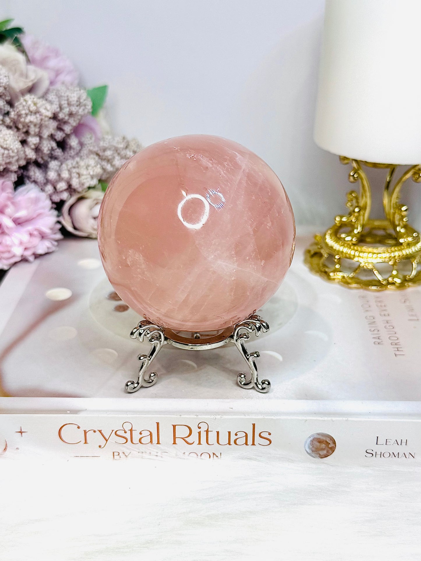Large Rose Quartz Sphere on Stand 481g