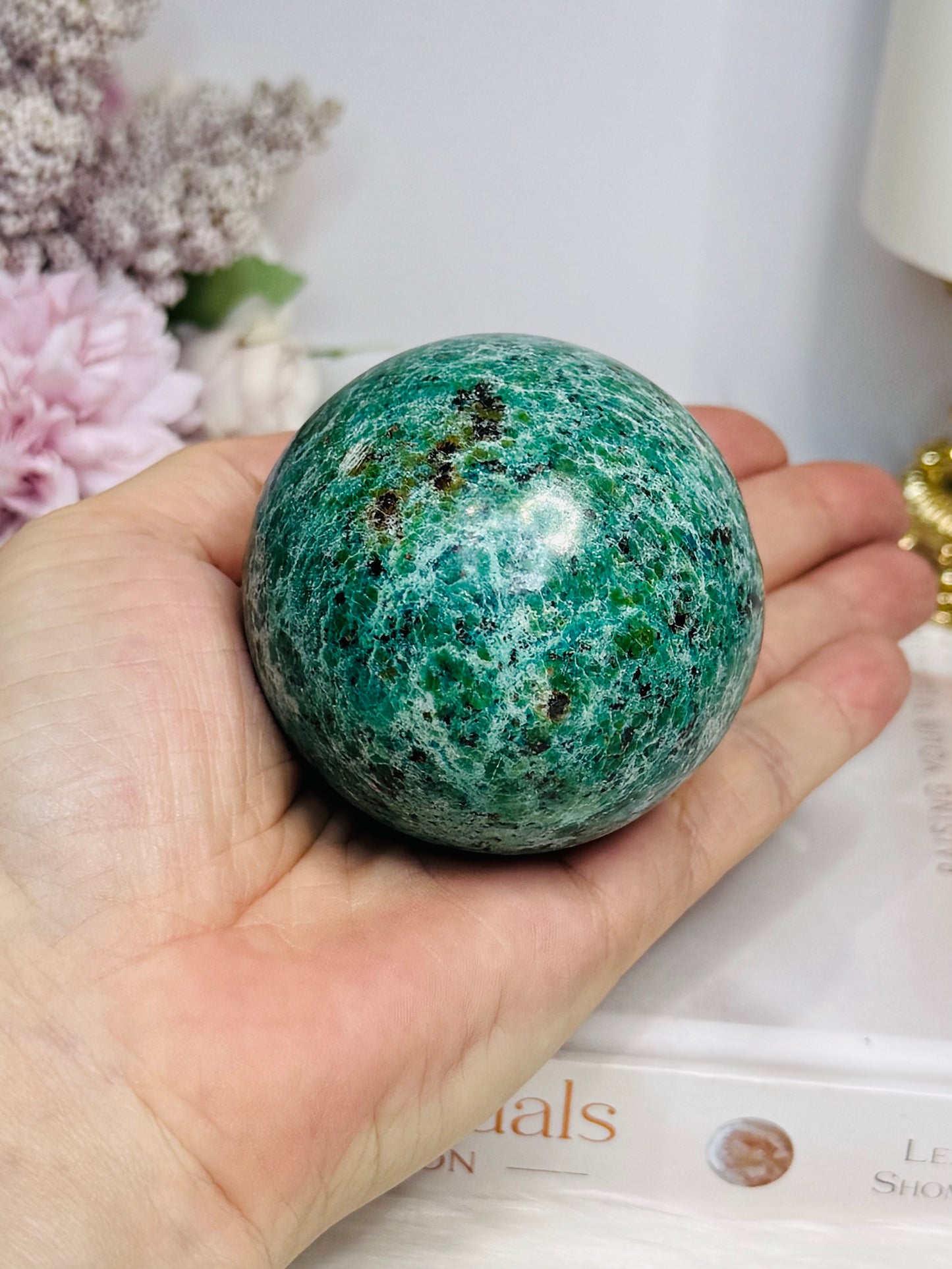Large African Turquoise Sphere on Stand 281g
