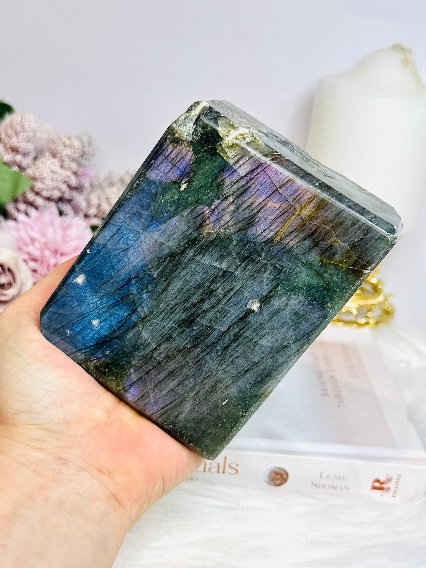 Large Labradorite Freeform with Pink & Purple Flash ~ Half price due to damage and a chipped edge 1.13KG