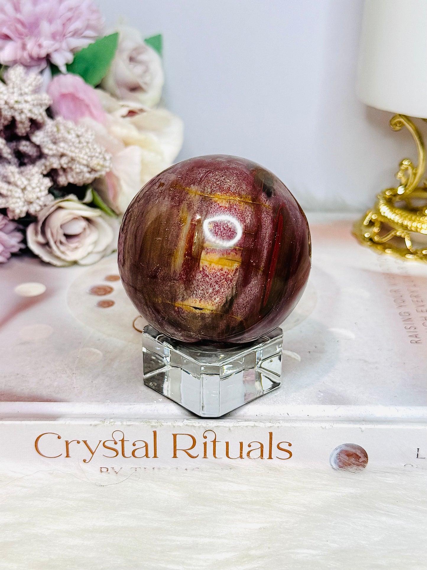 Petrified Wood Polished Sphere on Stand 276g