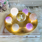 Feminine Energy ~ Large Light Stand 20cm with Glass Fairy Sphere, 3 Amethyst Spheres, Rose Quartz Sphere & 2 Pink Amethyst Spheres