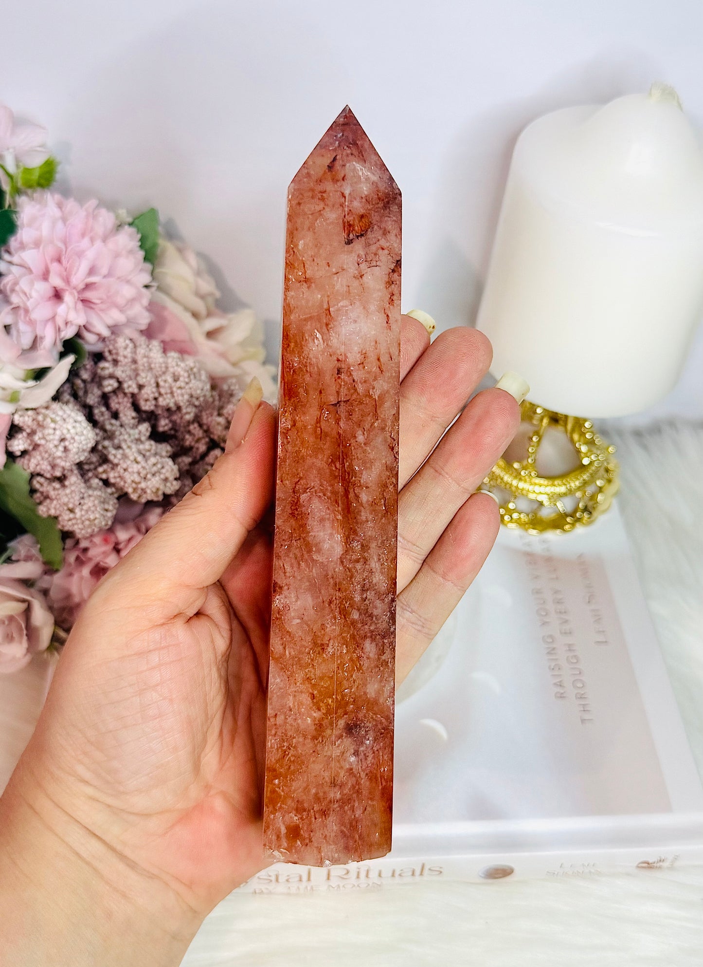 Beautiful Tall 18cm Fire Quartz Tower