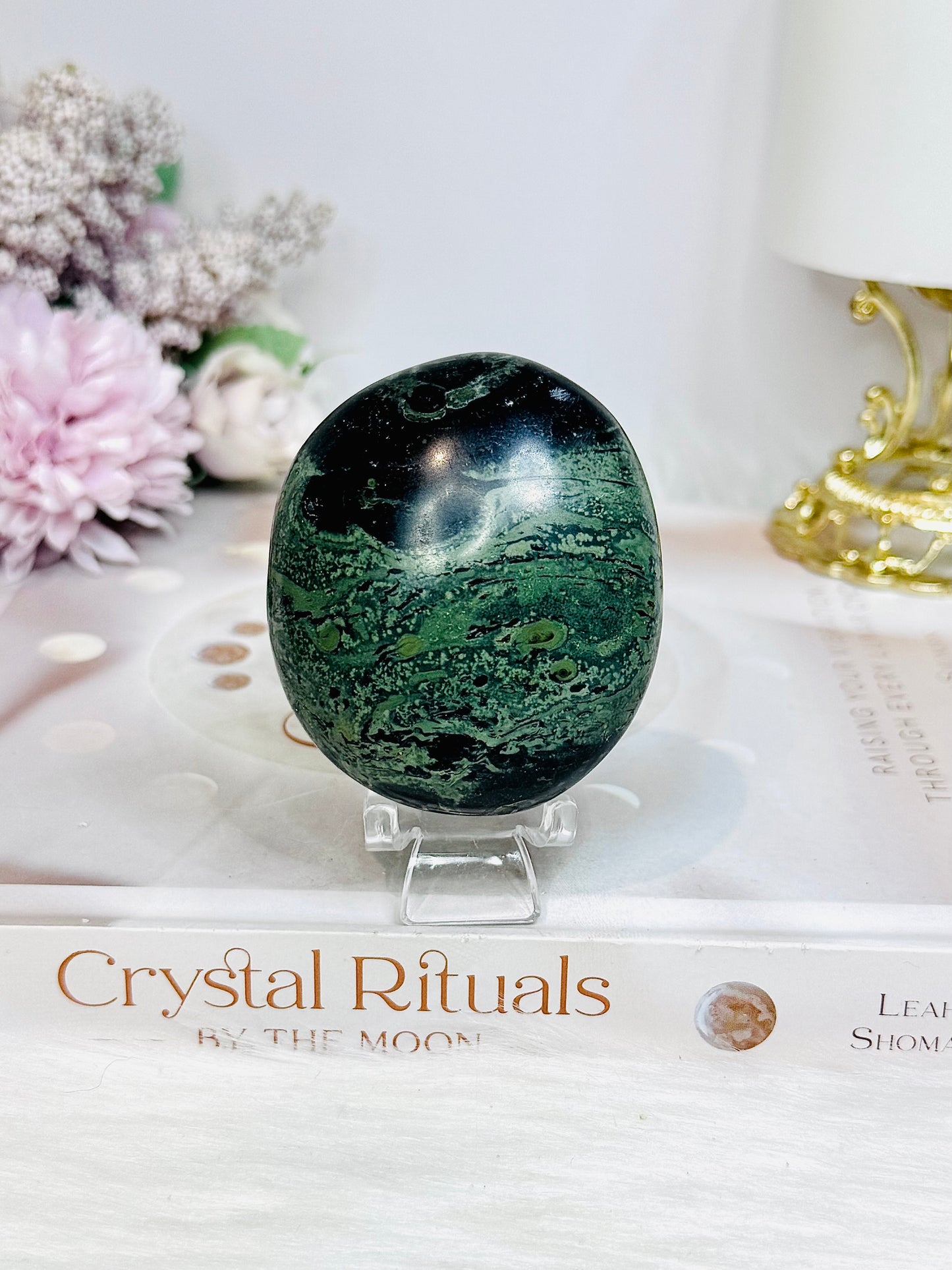 Kambaba Jasper Palm Stone (stand is display only)