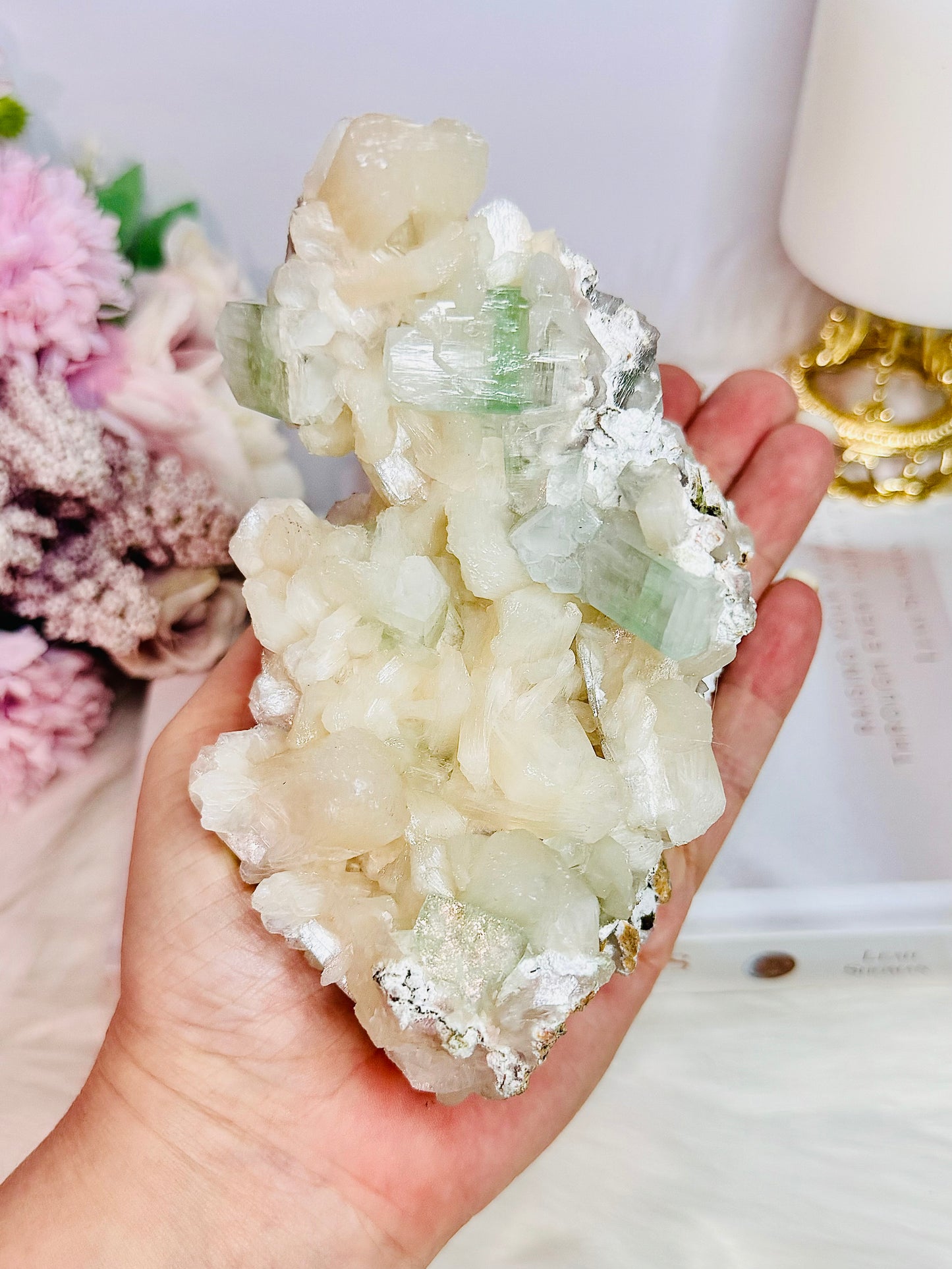 Incredible Large High Grade Natural Green Apophyllite Cluster 14cm