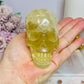 Citrine Carved Skull with Rainbows 8cm 399g
