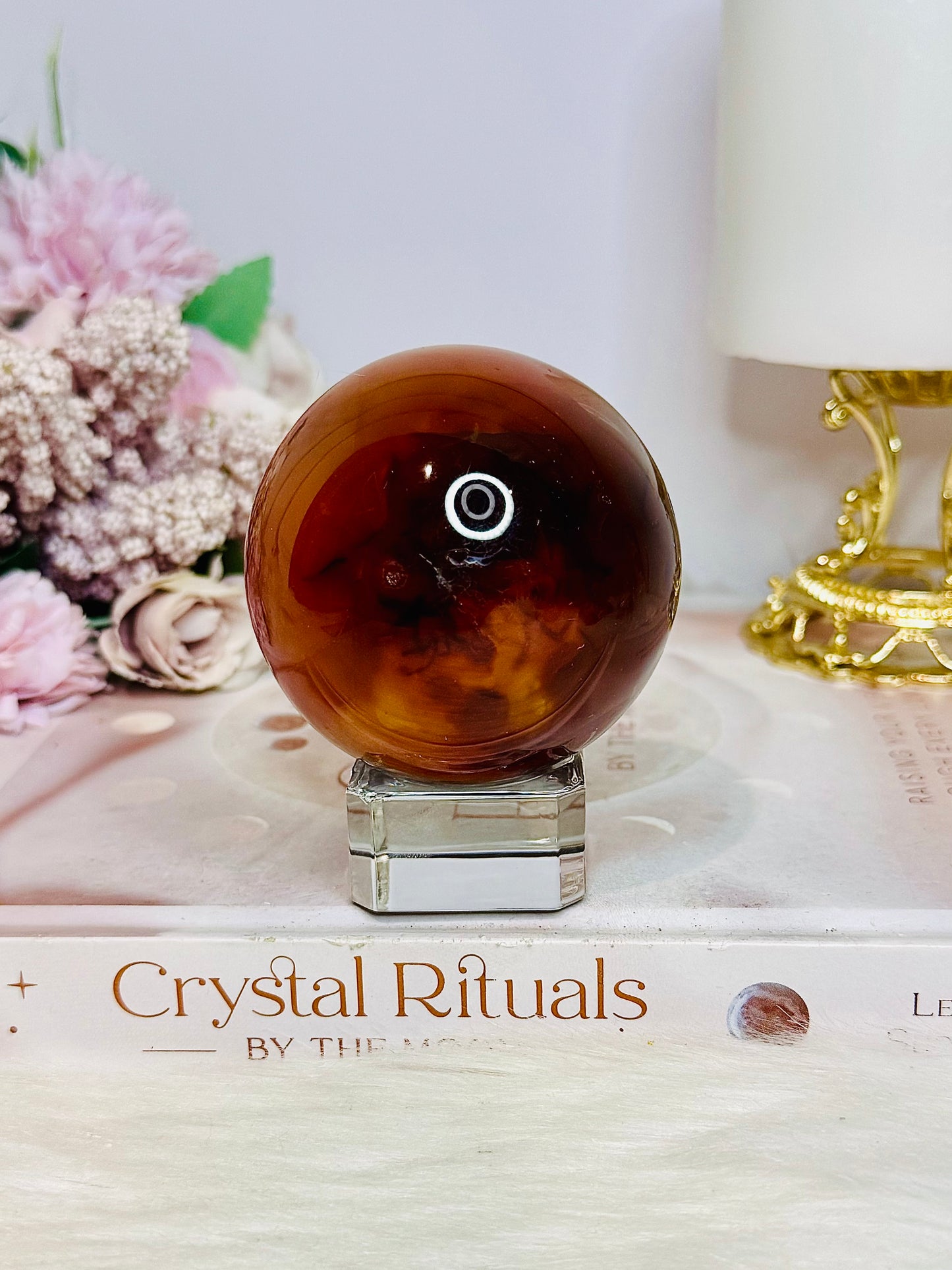 Large Carnelian Sphere On Stand 316g