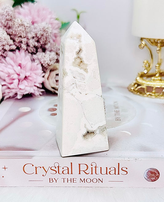 Gorgeous White Druzy Agate Obelisk | Tower 10cm