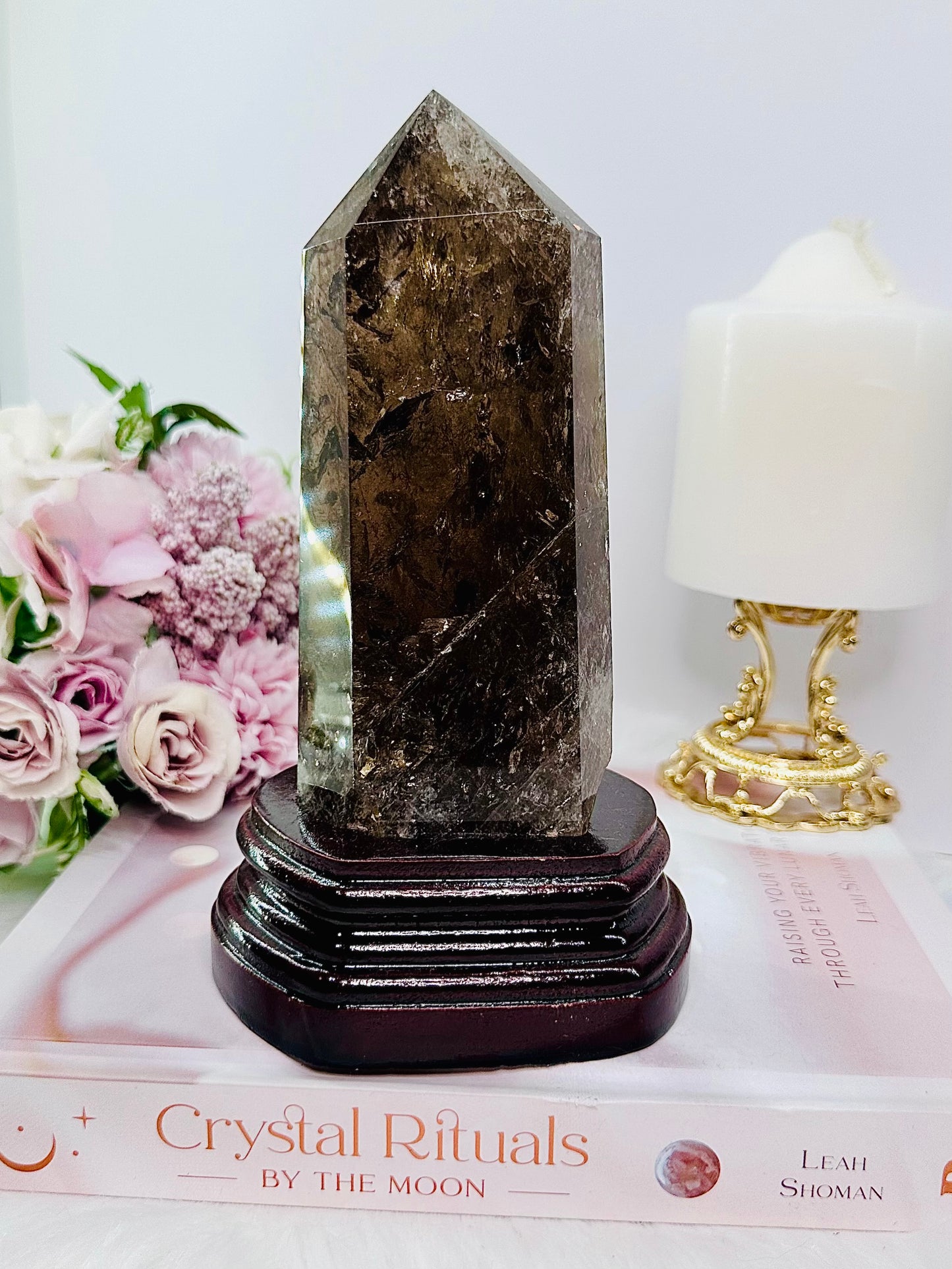 Supports Anxiety & Depression ~ Stunning Large 17.5cm 656gram Smokey Quartz Tower On Timber Stand