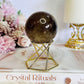 Supports Anxiety & Depression ~ Smokey Quartz Sphere on Gold Stand 10cm