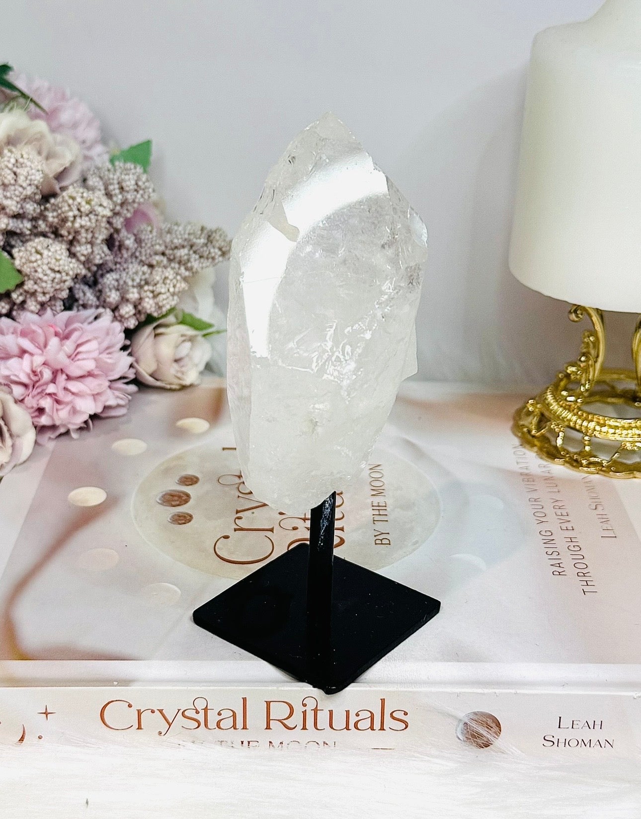 Natural Clear Quartz Point On Stand 14cm