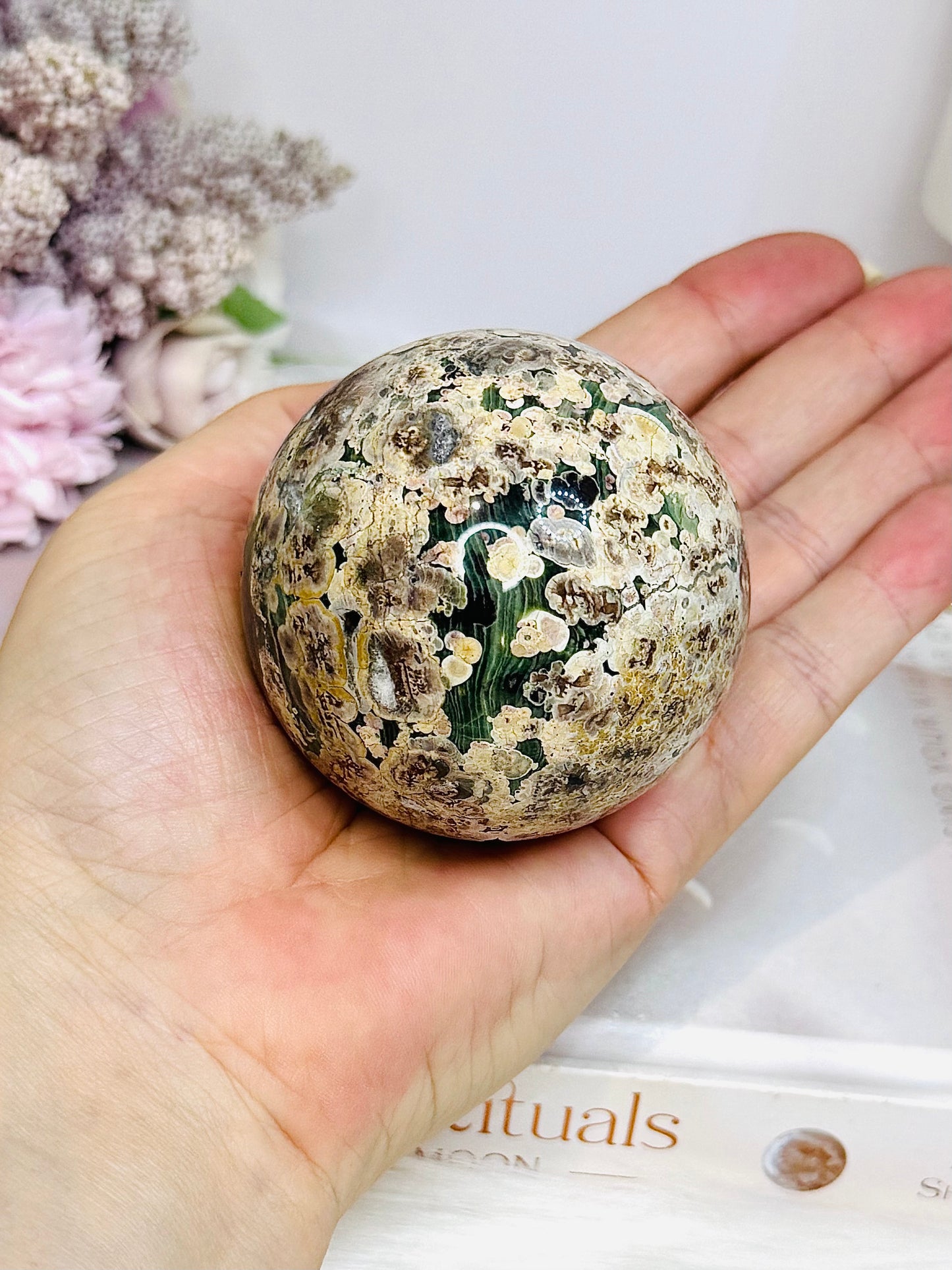 Sakura Agate Sphere on Stand 6.5cm
