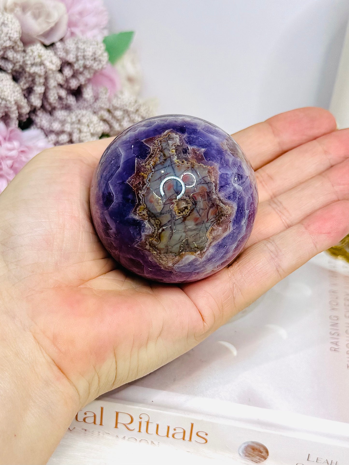 Crazy Lace Amethyst Sphere on Stand 273g