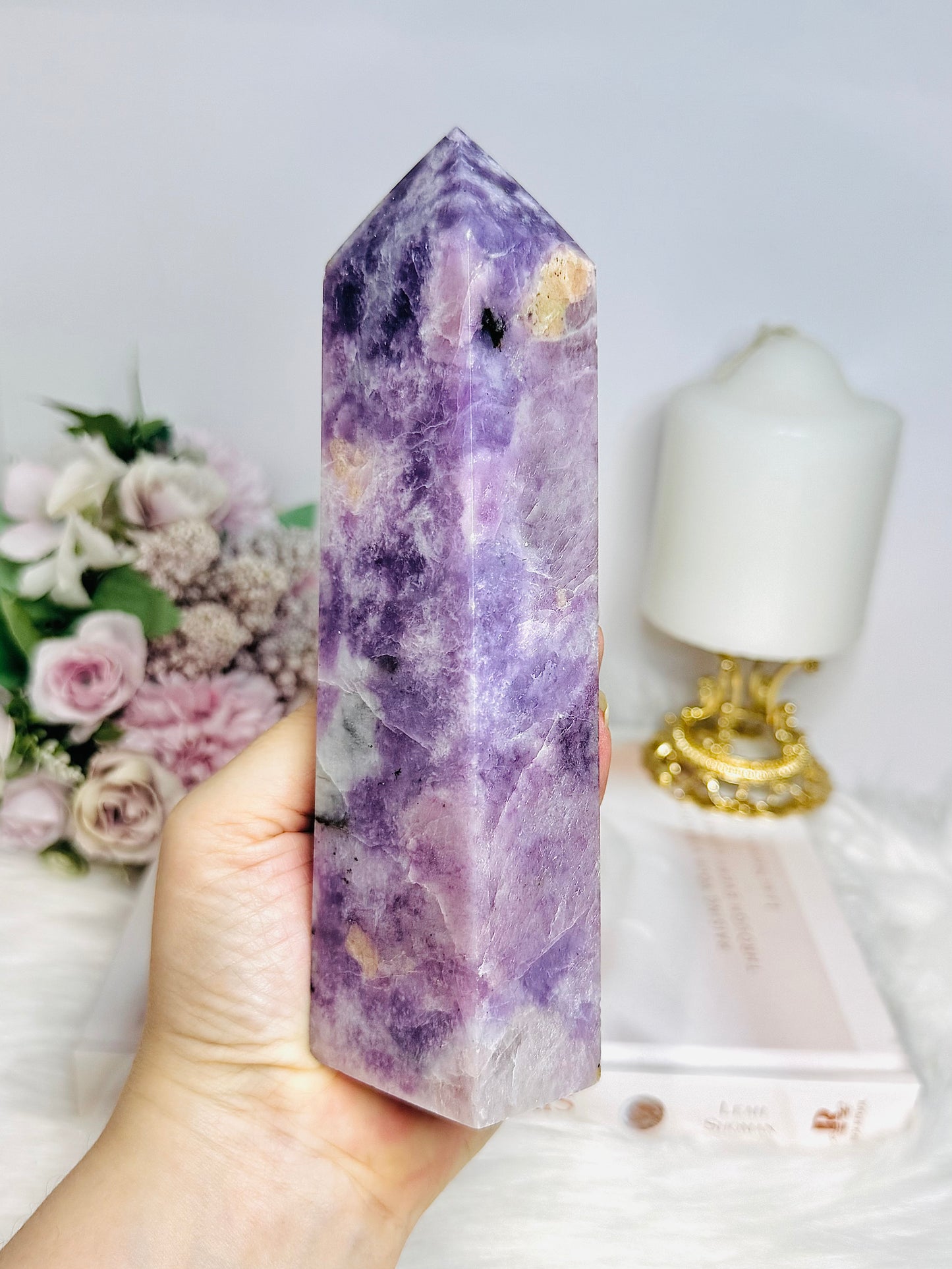 Large Purple Lepidolite Tower 17.5cm 575g
