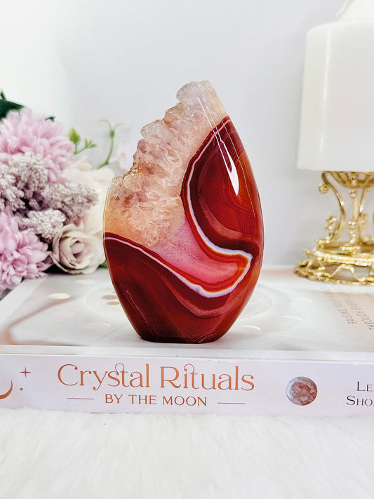 Healing Energy ~ 11cm 244gram Druzy Carnelian Carved Flame