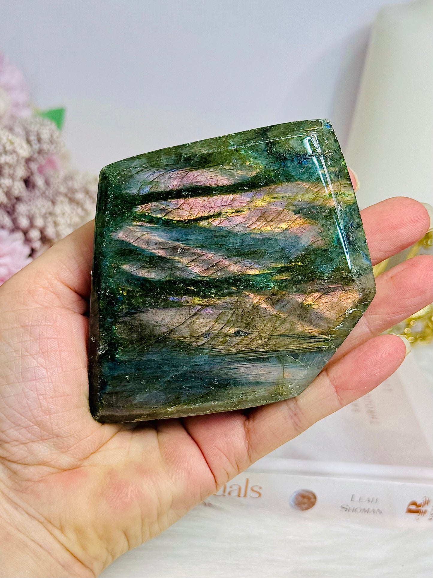 Labradorite Freeform Pink & Purple Flash ~ (Imperfection on face of slab) 282g 8cm