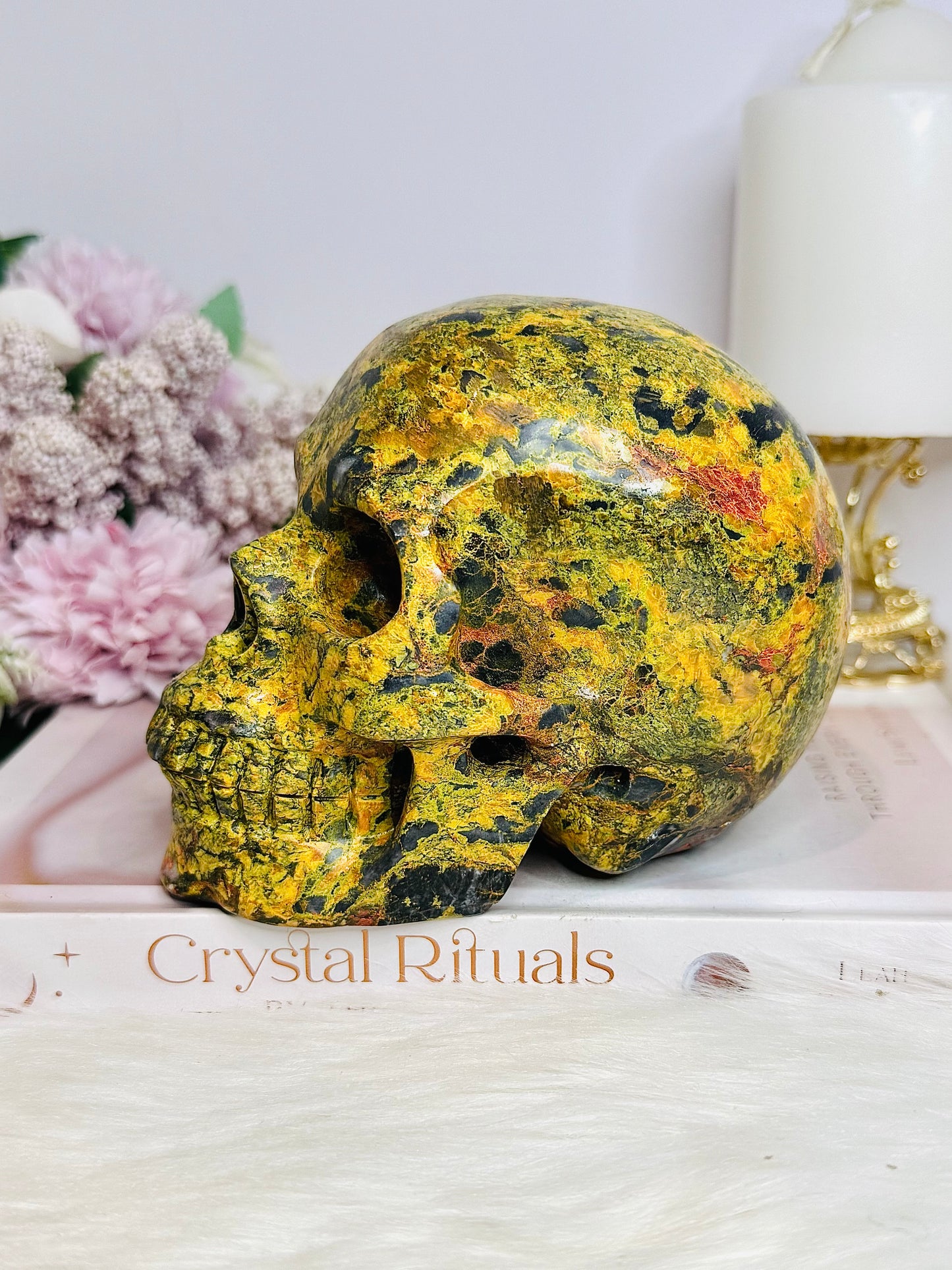 Huge Natural Stone Carved Realgar Skull 1.6KG