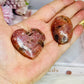 High Grade Golden Sunstone Carved Heart & Palmstone Set