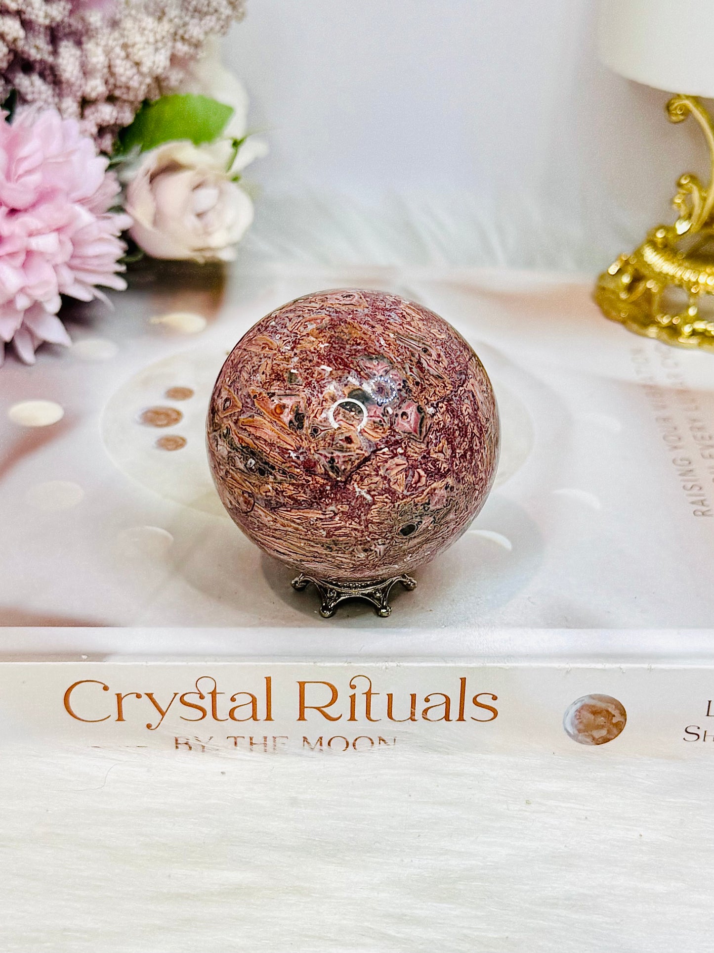 Leopard Skin Jasper Sphere on Stand 168g