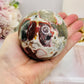 Large Gorgeous Mexican Crazy Lace Agate Druzy Sphere On Stand 552grams