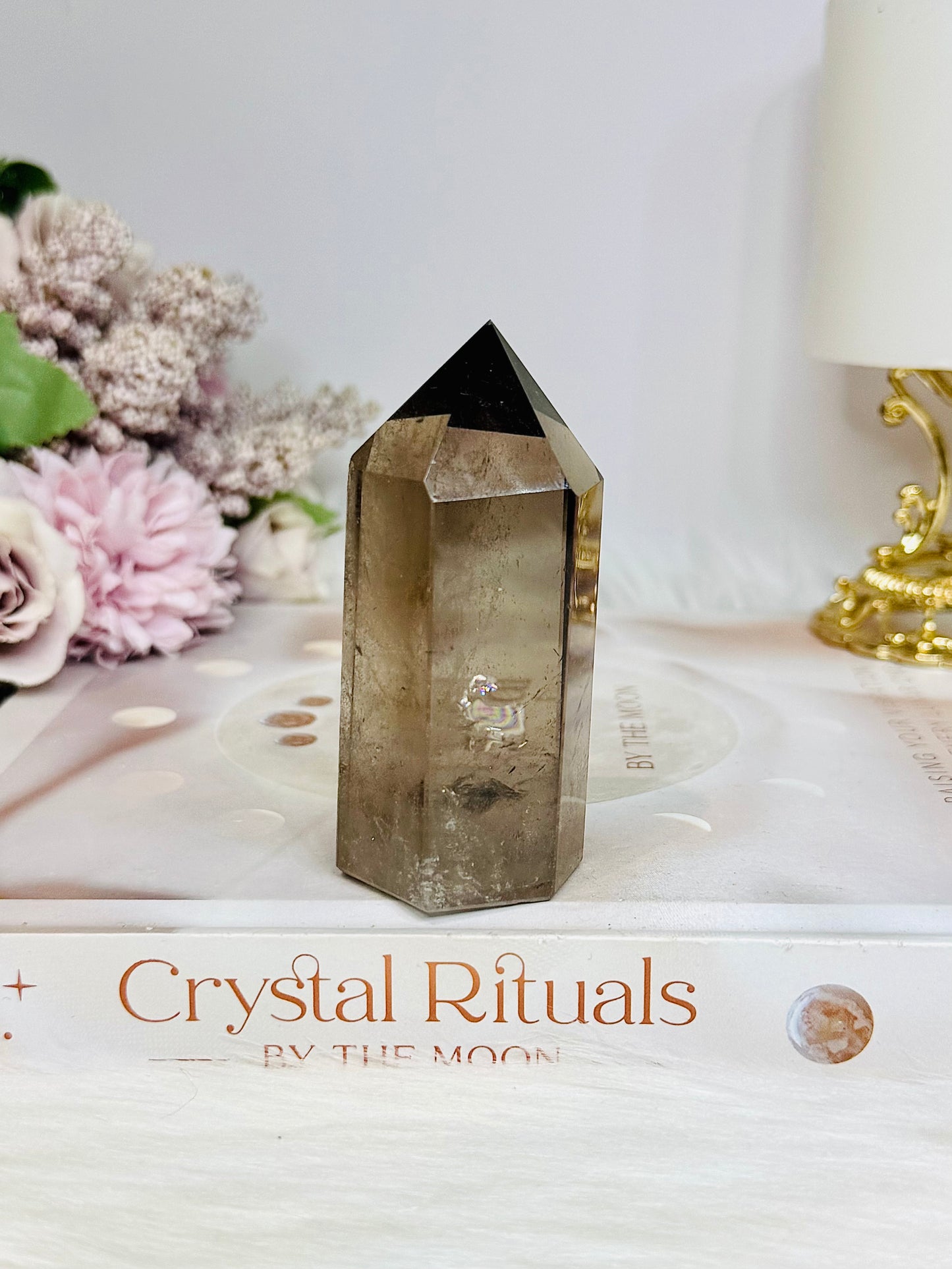 Smokey Quartz Tower with Rainbows 8cm