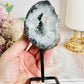 Perfect 14cm Natural Druzy Agate Geode on Stand