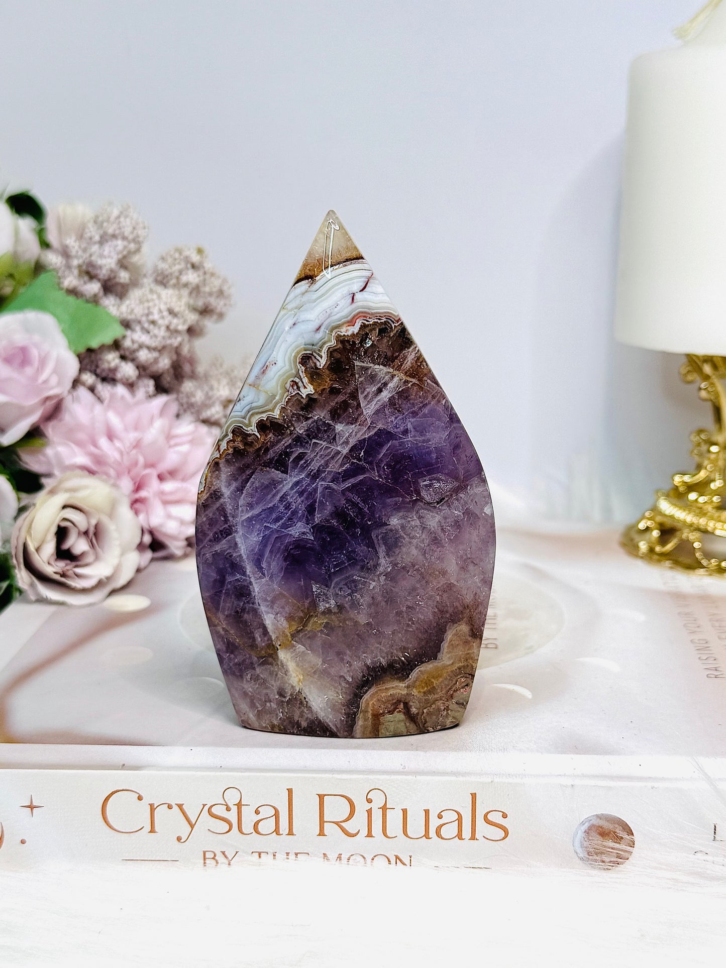 Crazy Lace Agate X Amethyst Flame 10cm