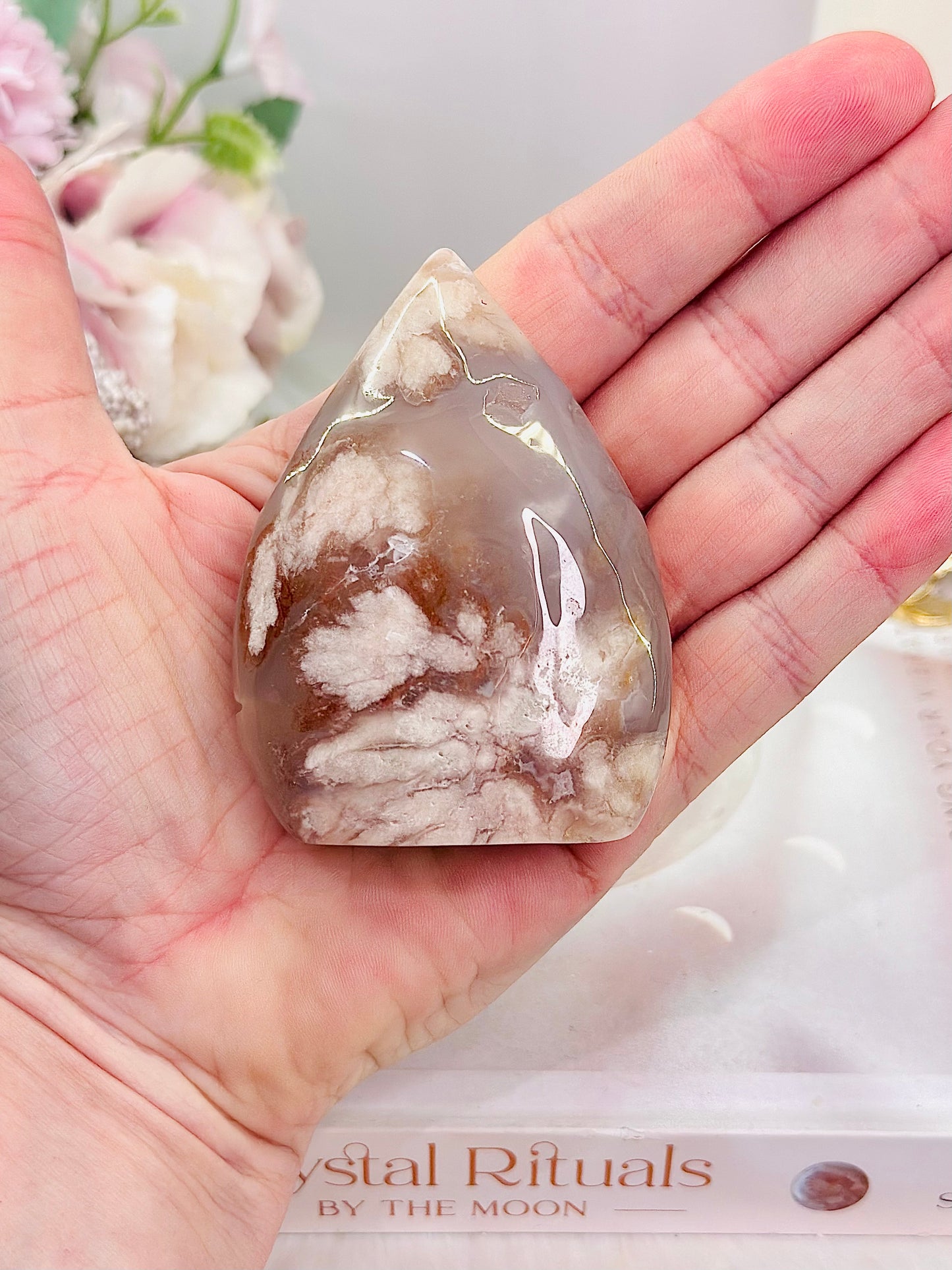 Flower Agate Carved Flame | Freeform 8cm